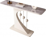 Moderner Rock Slab Eingangstisch, 99,8 cm, schmale Konsole f&uuml;r Flur, Foyer, Wohnzimmer, Grau und Wei&szlig;, langer schmaler Sofatisch, stilvolle Flur-Konsolenm&ouml;bel