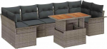 8-teiliges Garten-Sofa-Set mit Kissen grau Poly Rattan, 2-Sitzer Garten Sofa mit Stauraum & Kissen grau Poly Rattan Gartenlounge Model3358036