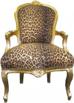Casa Padrino Baroque Salongitool Leopard / Kuldne - Antiikm&ouml;&ouml;bel