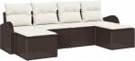6-teiliges Garten-Sofa-Set mit Kissen Braun Poly-Rattan, 2-Sitzer Garten-Sofa mit Stauraum & Kissen Braun Poly-Rattan Gartenlounge Model3354817