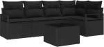 6-teiliges Garten Sofa Set mit Kissen Beige Poly Rattan, 2-Sitzer Garten Sofa mit Kissen Schwarz Poly Rattan Gartenlounge Model3346393