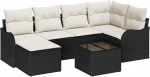 6-teiliges Garten-Sofa-Couch Set mit Kissen Braunes Poly-Rattan, 2-Sitzer Garten-Sofa mit Kissen Schwarz Poly-Rattan Gartenlounge Model3345777