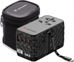 Verbatim GaN universaalne reisiadapter sisseehitatud USB-C kaabliga, 85W toitepesa adapter 1 USB-A ja 3 USB-C pordiga, kiirlaadija s&uuml;learvutile, telefonile, kaamerale, kogu maailmas, 100-250V