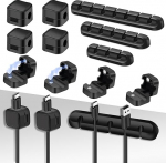 Kabelhalter-Clips, magnetische Schreibtisch-Kabel-Clips, Silikon, selbstklebend, Kabel-Organizer f&uuml;r USB-Ladekabel, PC, B&uuml;ro, Zuhause, Schreibtischzubeh&ouml;r (schwarz), 11 St&uuml;ck