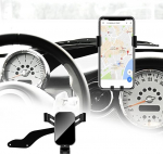 KUNGKIC auto mobiiltelefoni hoidja Reguleeritav auto telefoni hoidja, mis &uuml;hildub Mini Cooper R50 R52 R53 tarvikud interj&ouml;&ouml;r 360 &deg; p&ouml;&ouml;ramine tsingisulamist ABS (must)