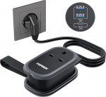 TOPREK &Uuml;hendkuningriigi ja Euroopa pistikupesa adapter koos 1,06 m juhtmega, PD 38W kiirlaetud riisiadapter &Uuml;hendkuningriigist Euroopasse 2 USB-A ja 1 USB-C-ga Saksamaale, Prantsusmaale, Hispaaniale, T&uuml;rgile, Kreekale, Islandile jne.