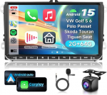 2G & 64G VECHTEL 9-tolline autoraadio VW Golf 5 6 Polo Passat Skoda Touran Tiguan Seat koos Carplay Android Car, Android 15, puuteekraaniga Bluetooth HiFi/RDS/FM raadio, WiFi Navi/AHD tagurduskaameraga
