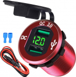 USB autopesa kiirlaadija Dual Car Charger 12V/24V 36W USB autolaadija QC 3.0 veekindel universaalne auto sigaretis&uuml;&uuml;taja adapter mootorratta, haagissuvila, paadi, veoauto jaoks.