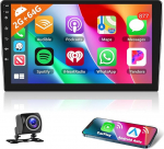 Motorsi 2+64G 2 DIN autoraadio traadita A-apple Carplay/Android autoga, 10.1-tolline Android puuteekraan Bluetooth/GPS/SWC/FM/RDS/WiFi/USB + tagurduskaamera