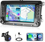6+128G DAB+ autoraadio VW Seat/Skoda/Altea/Toledo/Leon/Altea XL juhtmevaba Carplay Android autoga, Motorsi 7-tolline 2 DIN autoraadio GPS, Bluetooth, SWC, FM, RDS, WiFi, USB, Canbus + tagurdamine