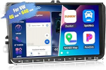 CAMECHO 4G + 64G Android 15 2 DIN raadio VW Golf 5 Polo Skoda jaoks koos Carplay Android auto GPS-iga, 9-tolline puuteekraaniga autoraadio Bluetooth 32EQ Mirror Link FM/RDS WiFi SWC ja USB-ga