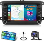 Motorsi [2+64G] traadita CarPlay autoraadio VW/Seat, 7 pollici Android HD puuteekraaniga autostereo Con Android Car/Bluetooth GPS/WiFi/HiFi/RDS/USB/FM/SWC/RCA/CANBUS/MIC+AHD kaamera