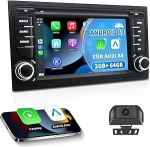 Android 13 autoraadio Audi A4/S4/RS4 B6/B7 (2002-2008) jaoks | 7-tolline IPS puuteekraan HD tagantvaate kaameraga | Traadita CarPlay & Android Car | 2GB + 64GB GPS navigatsioon Bluetooth juhtimispuldiga