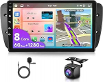 6G + 128G 8-tuumaline VECHTEL 9-tolline autoraadio Bluetooth Seat Ibiza 2009-2013 Carplay Android auto, DSP, WiFi GPS Navi HiFi/RDS/FM, Android 15 raadio 2 DIN koos AHD tagantvaate kaameraga