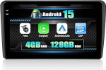 4G + 128G CAMECHO Android 15 autoraadio Audi A3 (2003-2013) koos Navi Carplay Android autoga, Double DIN raadio 9-tollise puuteekraaniga Bluetooth 5.0 RDS 32EQ DSP Mirror Link + HD tagantvaate kaamera