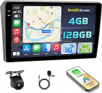 Hikity Android 15 4+128G autoraadio Peugeot 407 2004-2011 9-tollise Incell puuteekraaniga, autoraadio 2DIN traadita Carplay Android autoga, FM/RDS raadio BT GPS WiFi tagurduskaamera + mikrofoniga