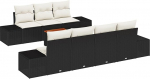 Rantry 8-teiliges Garten Sofa Set mit Kissen Schwarz Poly Rattan Akazie Gartenlounge Model3356584