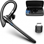 OBEST Bluetooth Handsfree Ear V5.4 peakomplekt Bluetooth mobiiltelefoni k&auml;ed-vabad telefon mikrofoniga m&uuml;ra t&uuml;histamine, IPX6 veekindel, 48 tundi k&otilde;neaega autojuhtimiseks kontoris &auml;ri jaoks