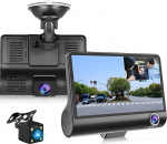 Hikity Dash Cam - 3 kaamera uuendamine auto armatuurkaamerate jaoks, ees, taga, auto loop salvestamine s&otilde;idu G-sensor Dash Cam + 32GB TF kaart