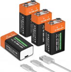 Pakett 4 9 V laetavat patareid 3800 mWh 9 V liitiumplokk patareid suure mahutavusega suitsuandurite, mikrofonide, h&auml;ires&uuml;steemide, m&auml;nguasjade, taskulampide, meditsiiniseadmete jne jaoks.