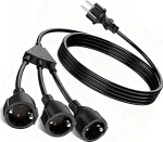30 cm pikenduskaabel, kaabli pikendus 3 pistikupesaga, 3-in-1 Schuko 250 V/16 A, 3 x 1,5 mm&sup2; kaabli pikendus, mitu pistikut pistikupesale koju, kontorisse, laole
