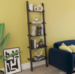 Vida Designs York 5 Tier Leaning Bookcase for Living Room Office Black