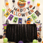 Eternal Beauty Halloween Sequin laudlina Glitter laudlina pulmapeo j&otilde;ulukaunistused &uuml;mmargune Glitter laudlina (120 tolli, must)