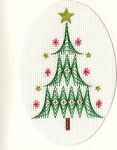 Bothy Threads &otilde;nnitluskaardi ristpistes tikkimise komplekt J&otilde;ulupuu 9 x 13 cm XMAS24 loetud muster