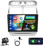 2 + 64G Android 15 CarPlay raadio Peugeot 307 307CC 307SW 2002-2013, 9-tolline puuteekraan juhtmevaba CarPlay ja Android Car, tugi GPS navigatsioonilink peegel BT RDS AHD
