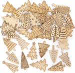 Baker Ross FE982 Mini Christmas Tree Wooden Shapes - 72 tk kaunistused k&auml;sit&ouml;&ouml;ks, k&auml;sit&ouml;&ouml;tarbed lastele, ideaalne laste kunsti- ja k&auml;sit&ouml;&ouml;projektidele.