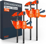 Presch &uuml;he k&auml;ega klambrid 150 mm ja 300 mm 4-komplekt - klambrite komplekt 75 kg klambrite j&otilde;uga koheseks kinnitamiseks - vastupidavad kiirl&uuml;litusklambrid t&auml;nu s&uuml;sinikterasest ja klaaskiuga tugevdatud korpusele