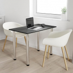 Dining Room Table with Chrome Legs, Dining Table, Kitchen Table, Office Table, Anthracite, 60 x 40 cm