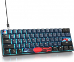 SOLIDEE mechanische Gaming Tastatur 60 Prozent,61 Tasten mit Lineare rote Schalter,Eisblaues Licht,kabelgebundene mechanische Tastatur mit LED-Hintergrundbeleuchtung,f&uuml;r PS5/PS4/Xbox(61 Blue Samurai)
