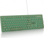 SOLIDEE membraan-klaviatuur, 100%, Retro kirjutusmasinate klaviatuur, t&auml;issuuruses, 104 klahvi, juhtmega, &uuml;mmarguste klahvikestega, &otilde;huke juhtmega membraan-klaviatuur (Ameerika QWERTY) (V300 Deep Green)