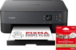 Canon PIXMA TS5350i multifunktsionaalne printer 3-in-1 printer/koopiamasin/skanner, WiFi, piirideta fotod, traadita printimine/skaneerimine, kahepoolne printimine, PIXMA Print Plan, must [+ 20 lehte Canon fotopaberit PP-201 9