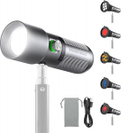 NEEWER Basics FL10 RGB Photography Torch with 4 Colours / 20 GOBO Filters / 7500 mAh 10 W Portable LED Spotlight Video Spotlight Aluminium Alloy Patterned Light at Sunset for Video