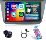 Roinvou 2+64G Android autoradio Seat Altea 2004-2015 Toledo 2004-2009 juhtmevaba Carplay Android autole, 9-tolline puutetundlik raadio koos Mirror Link WiFi GPS Bluetooth EQ FM/RDS SWC tagantvaate kaameraga