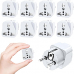 8 universaalse reisiadapteri pistikupesa, &Uuml;hendkuningriigi/USA/ Hiina ja ELi reisiadapter, universaalne reisiadapter EL, Euroopa reisipistik, universaalne pistik 2-poldiline Saksa adapter koju, valge
