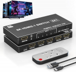 8K HDMI Splitter 5 Ports - 8K@60Hz HDMI Switch 5 in 1 Out - 5 Port HDMI-Umschalter mit Remote HDR10+ HDCP2.3 CEC HDMI 2.1 3D, Aluminium Switcher f&uuml;r PS5/4/3 DVD-Player Roku PC Fire Stick TV Xbox VR