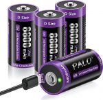 USB-C liitiumakud D 8800 mAh LR20 aku 1,5 V kiirlaadimine Type-C akud akud koos laadimiskaabliga, madal enesepuhastus, koos laadimisvalgusega, 1500+ ts&uuml;kkel, 4 aku pakett D