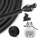 Kabelf&uuml;hrungsh&uuml;lse, 3 m, schwarz, Kabel-Management, Kabelf&uuml;hrung f&uuml;r TV, PC, Zuhause, B&uuml;ro und Garten, Schutztier vor Kauschn&uuml;ren