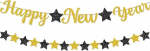 Banner "Happy New Year" f&uuml;r Silvester-Dekorationen 2026, Abend-Wimpelkette mit Glitzersternschild, H&auml;ngezubeh&ouml;r f&uuml;r Party, h&auml;ngende Oranment, Nye-Hintergrund f&uuml;r Partyzubeh&ouml;r und Foto-Requisiten