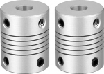 sourcing map 2 x 5mm to 6mm Aluminium Alloy Shaft Coupling Flexible Coupling Motor Connector L25 x D19 Silver