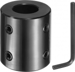 sourcing map Wellenkupplung, 2,2 cm Bohrung 3,5 cm Au&szlig;endurchmesser, 5,1 cm L&auml;nge, schwarzoxidbeschichteter Stahl, starre Kupplung mit Sechskantschl&uuml;ssel f&uuml;r 3D-Drucker, Motorrad (4 Schrauben pro