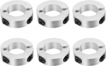sourcing map Doppelter geteilter Schaftkragen, 30 mm Bohrung, zweiteiliger Klemmkragen, 55 mm Au&szlig;endurchmesser, 15 mm Dicke, Aluminiumlegierung, Schraubspaltring, 6 St&uuml;ck