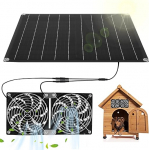 25 W 12 V Solar Fan with Double Solar Fan Weatherproof Solar Ventilation for Garden Shed Greenhouse Cellar Motorhome Outdoor (Black)
