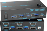 8K 2 monitori 2 PC KVM Switch Displayport 1.4 + HDMI 2.1 Dual Monitor KVM Switcher 2 IN 2 OUT 2 pordi KVM Switches Max Support 8K@60Hz/4K@144Hz for 2 PCs Share 2 Screens ja 4 USB 3.0