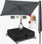 4smile P&auml;ikesekaitse r&otilde;du 3 p&auml;ikesevarju komplekt Ristk&uuml;likukujuline 200 x 125 cm + p&auml;ikesevarju statiiv + vihmavarju kate - P&auml;ikesevarju r&otilde;du koos statiiviga