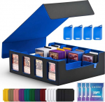 UAONO Trading Card Storage Box for Commander Display, 2400+ MTG Deck Box koos 4 Top Loaders, TCG Card Case Sobib Magic PTCG spordikaartidele (must ja sinine)