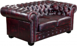 Vente-unique Chesterfield Brenton 2-istmeline nahast diivan - Vintage nahk - punane/must